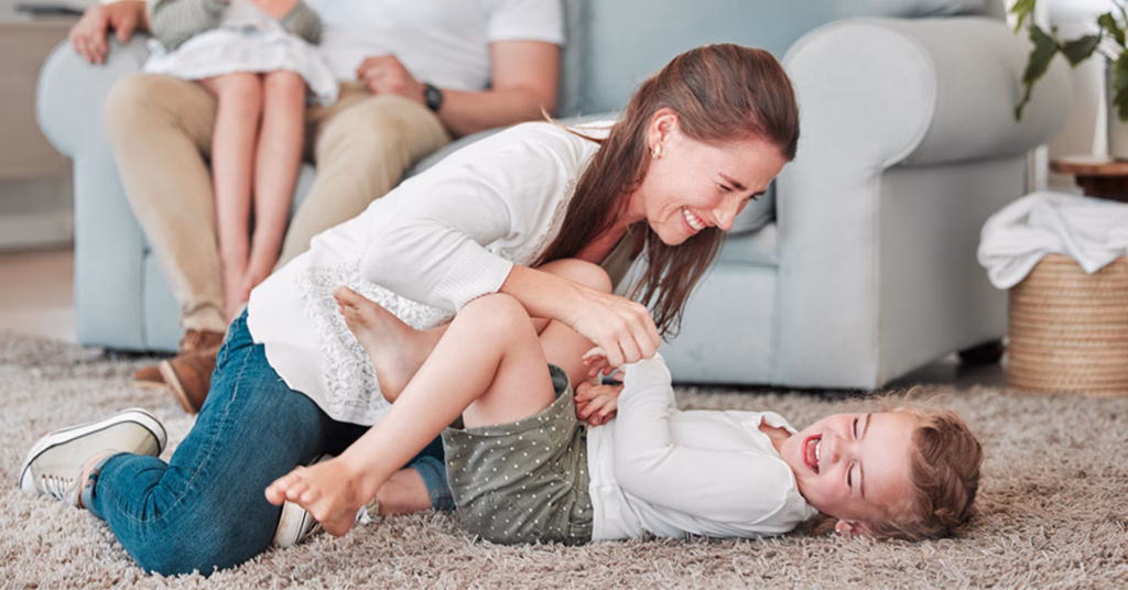 Família se divertindo em segurança